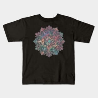 Winter Sunset Mandala in Charcoal, Mint and Melon Kids T-Shirt